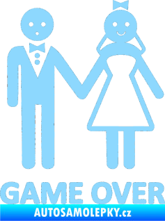 Samolepka Game over varianta svatba světle modrá