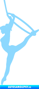 Samolepka Gymnastka 004 levá cvičení s kruhem světle modrá