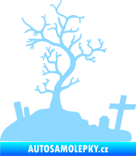 Samolepka Halloween 019 levá hřbitov světle modrá