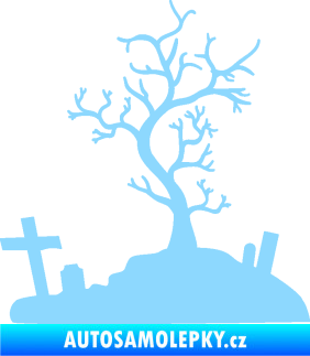 Samolepka Halloween 019 pravá hřbitov světle modrá