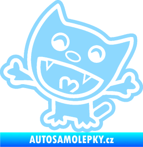 Samolepka Happy cat 002 levá šťastná kočka světle modrá