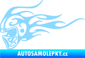 Samolepka Helma s plameny levá světle modrá
