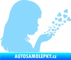 Samolepka Holčička se srdíčky pravá světle modrá