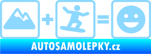 Samolepka Hory + snowboard = veselý smajlík světle modrá