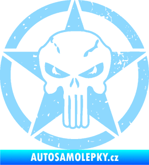 Samolepka Hvězda army 011 levá s lebkou světle modrá