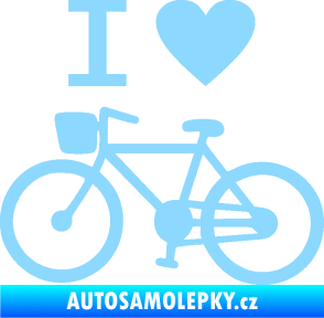 Samolepka I love cycling levá světle modrá