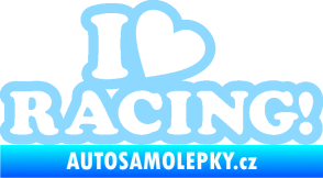 Samolepka I love racing nápis světle modrá