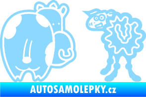 Samolepka JDM kravička a ovečka 002 levá světle modrá
