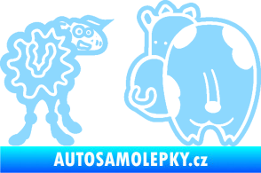Samolepka JDM kravička a ovečka 002 pravá světle modrá