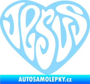Samolepka Jesus nápis v srdíčku světle modrá