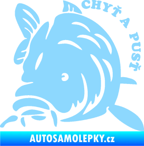 Samolepka Kapr 004 chyť a pusť levá světle modrá
