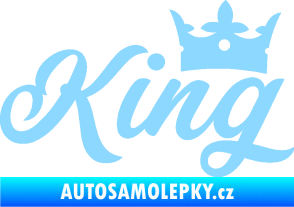 Samolepka King nápis s korunou světle modrá