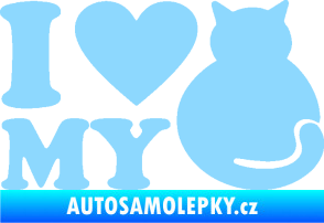 Samolepka Kočka 033 I love my cat světle modrá