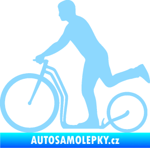 Samolepka Koloběžka 001 levá jízda  světle modrá