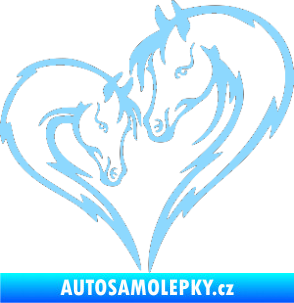 Samolepka Koníci 002 - pravá srdíčko kůň s hříbátkem světle modrá