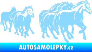 Samolepka Koníci 005 stádo pravá světle modrá