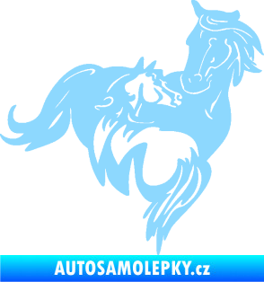Samolepka Koníci 007 pravá klisna s hříbětem světle modrá