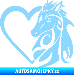 Samolepka Koník love 001 pravá hříbátko v srdíčku světle modrá