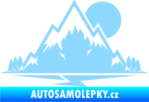 Samolepka Krajina hory 001 pravá světle modrá