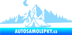 Samolepka Krajina hory 023 levá kempování světle modrá