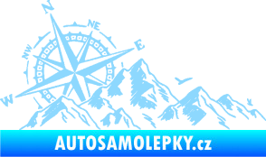 Samolepka Krajina hory 043 levá s kompasem světle modrá