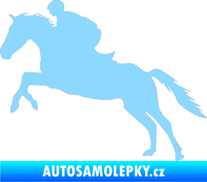 Samolepka Kůň 019 levá jezdec v sedle světle modrá
