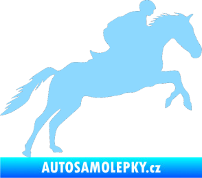 Samolepka Kůň 019 pravá jezdec v sedle světle modrá