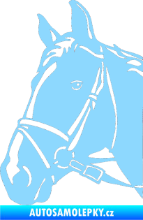 Samolepka Kůň 028 levá hlava s uzdou světle modrá