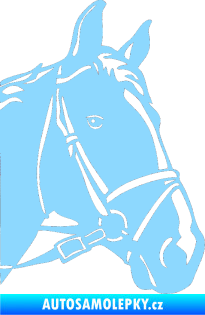 Samolepka Kůň 028 pravá hlava s uzdou světle modrá