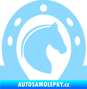 Samolepka Kůň 034 pravá podkova světle modrá