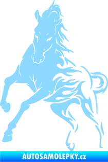 Samolepka Kůň 079 levá v plamenech světle modrá