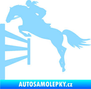 Samolepka Kůň 080 levá skok přes překážku světle modrá