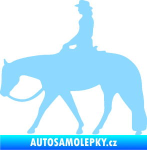 Samolepka Kůň 082 levá kovbojka na koni světle modrá