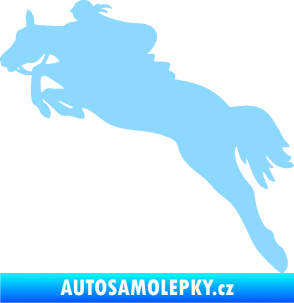 Samolepka Kůň 084 levá s jezdkyní světle modrá
