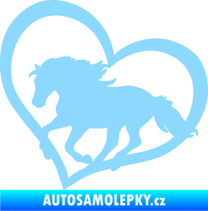Samolepka Kůň 087  levá v srdíčku světle modrá