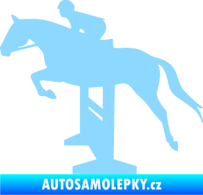 Samolepka Kůň 090 levá skok přes překážku světle modrá