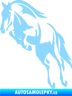 Samolepka Kůň 099 levá ve skoku na zadních světle modrá