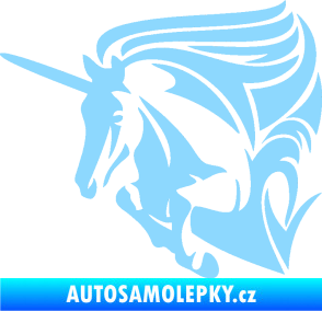 Samolepka Kůň jednorožec 001 levá světle modrá