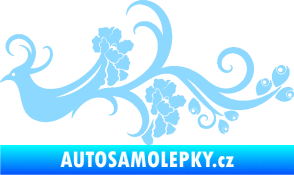 Samolepka Květina dekor 014 levá páv světle modrá
