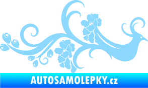 Samolepka Květina dekor 014 pravá páv světle modrá