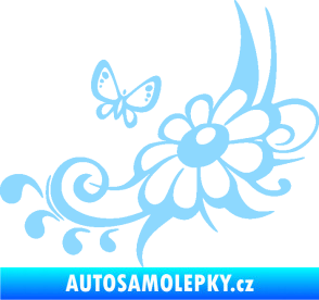 Samolepka Květina dekor 029 levá světle modrá