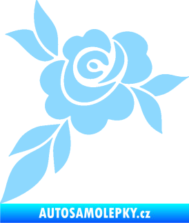Samolepka Květina dekor 043 levá  květ růže s listy světle modrá