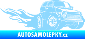 Samolepka Lada auto s plameny pravá světle modrá