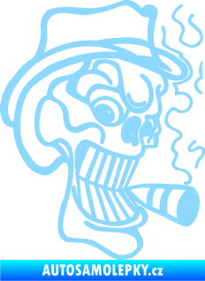 Samolepka Lebka 020 pravá crazy s cigaretou světle modrá