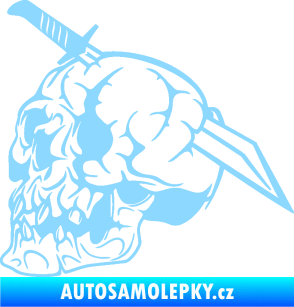 Samolepka Lebka 031 levá probodnutá nožem světle modrá