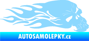 Samolepka Lebka 050 pravá v plamenech světle modrá