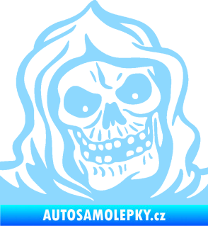 Samolepka Lebka 057 pravá v kápi světle modrá