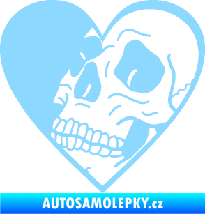 Samolepka Lebka 062 levá v srdíčku světle modrá
