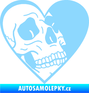 Samolepka Lebka 062 pravá v srdíčku světle modrá