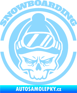 Samolepka Lebka snowboarding světle modrá